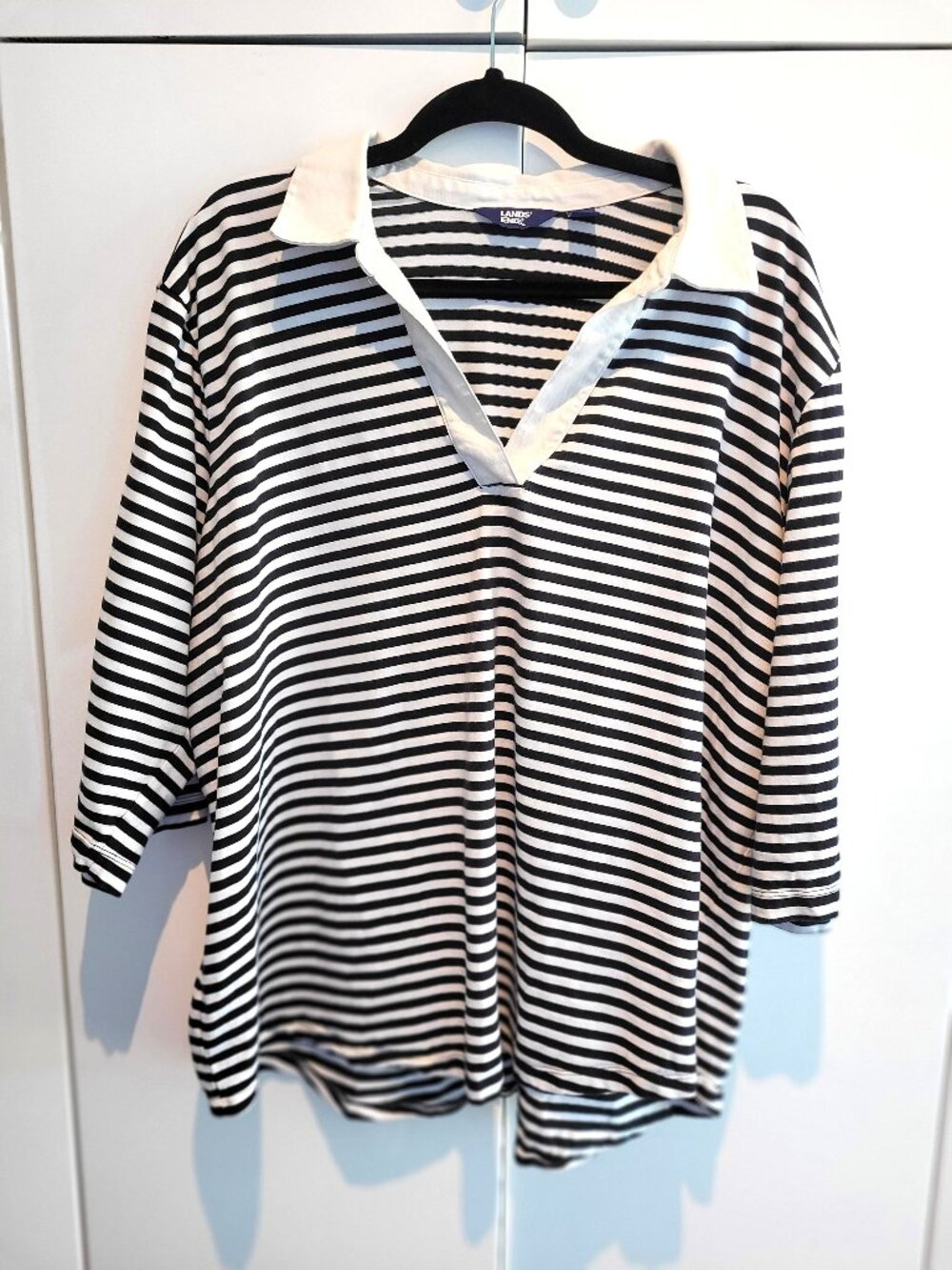 Land's End 100% Cotton Nautical Striped Polo Shirt Size 3X